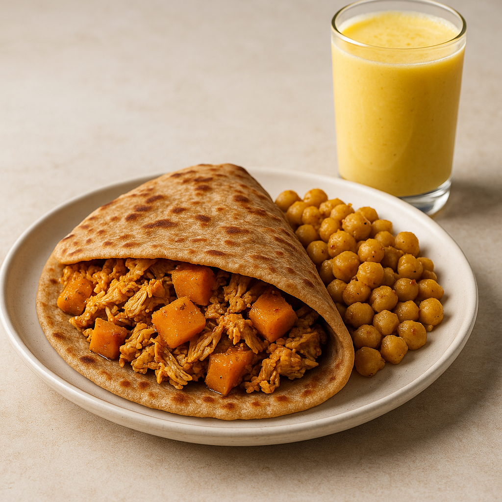 Protein-Packed Guyanese Chicken & Pumpkin Roti