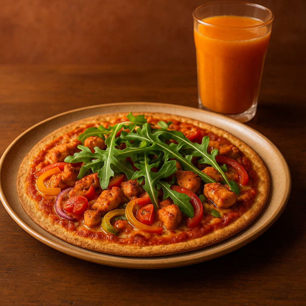 Slim-Crust Spicy Chicken & Veggie Pizza