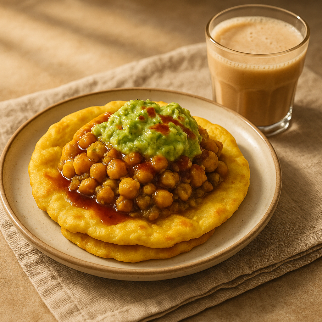 Trini Doubles with Channa and Avocado Chutney