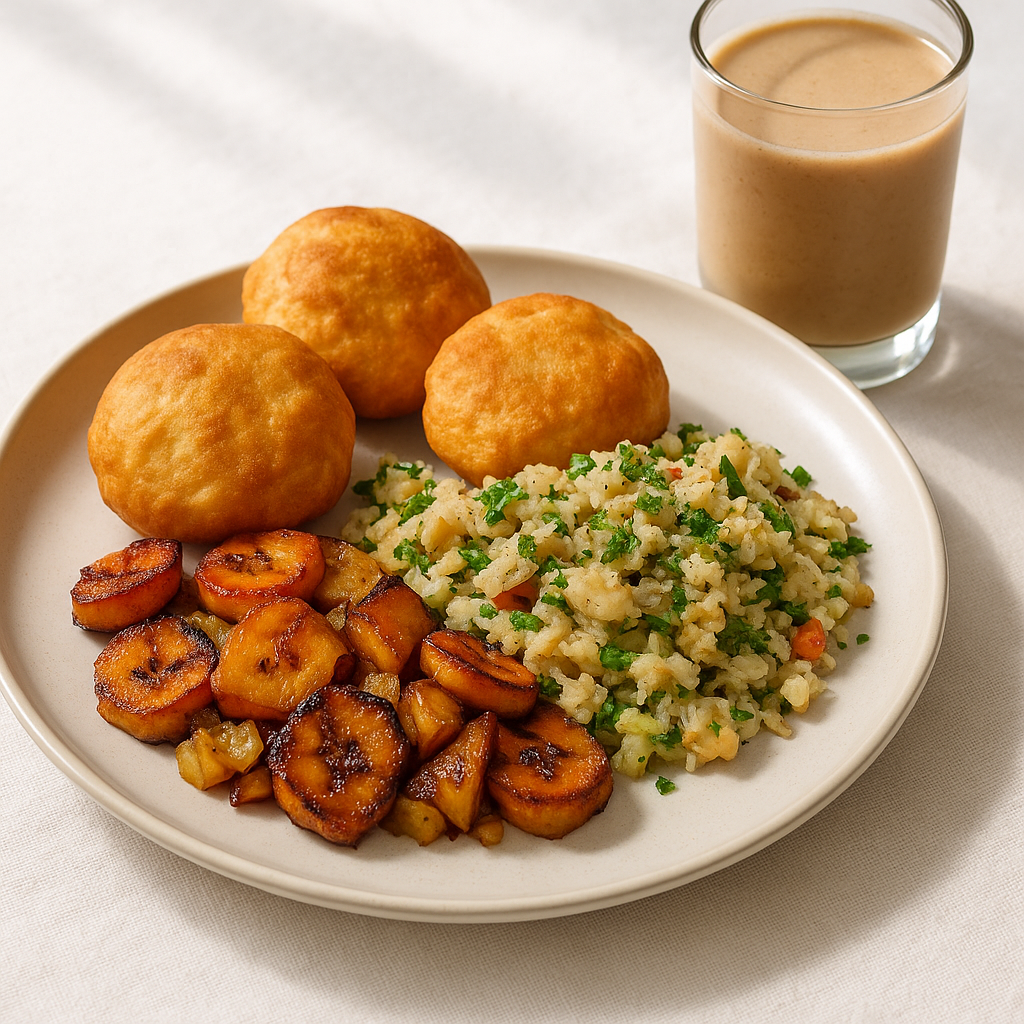 Barbadian Salted Fish & Bakes with Plantain Hash
