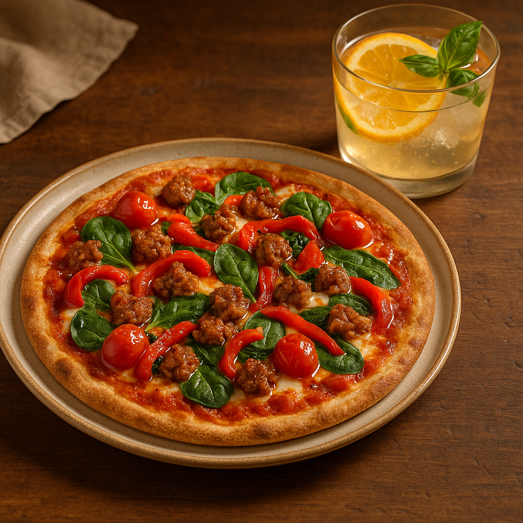 Energizing Italian Slim Crust Pizza & Citrus Basil Spritz