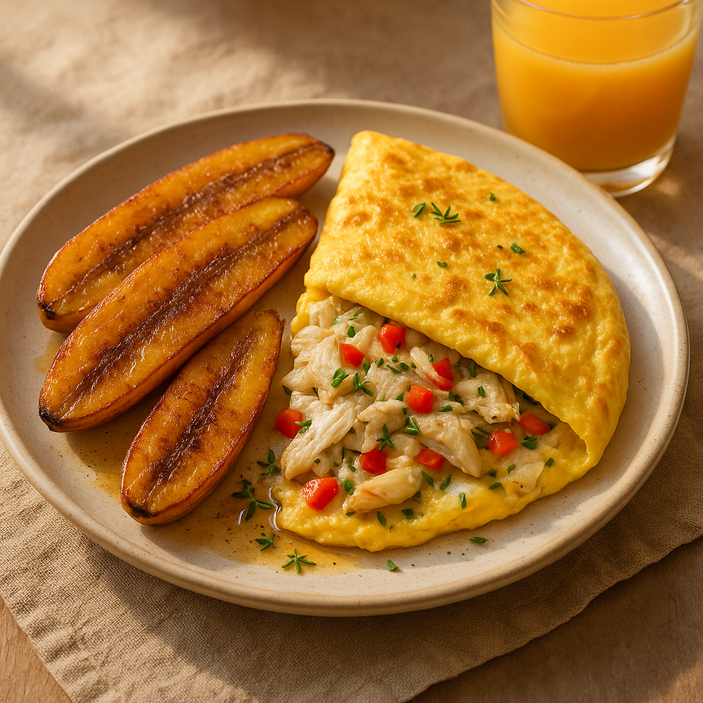 Bajan Flying Fish Omelette & Cinnamon Plantain Boats