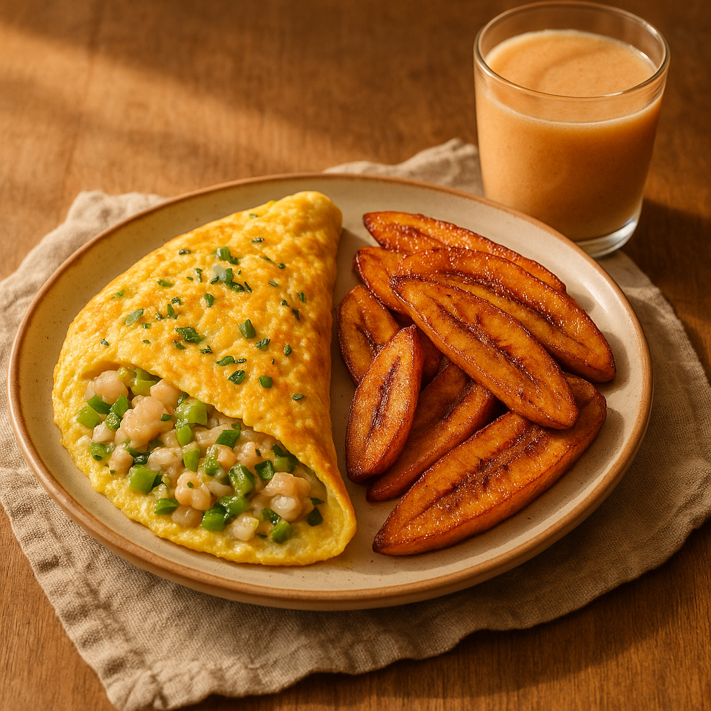 Budget-Friendly Bajan Fish Omelette & Cinnamon Plantain Wedges