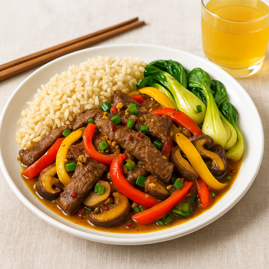 Anti-Inflammatory Szechuan Pepper Beef Stir-Fry with Bok Choy & Brown Rice