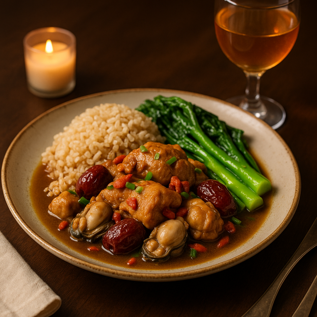 Oyster & Chicken Jujube Stew with Garlic & Ginger