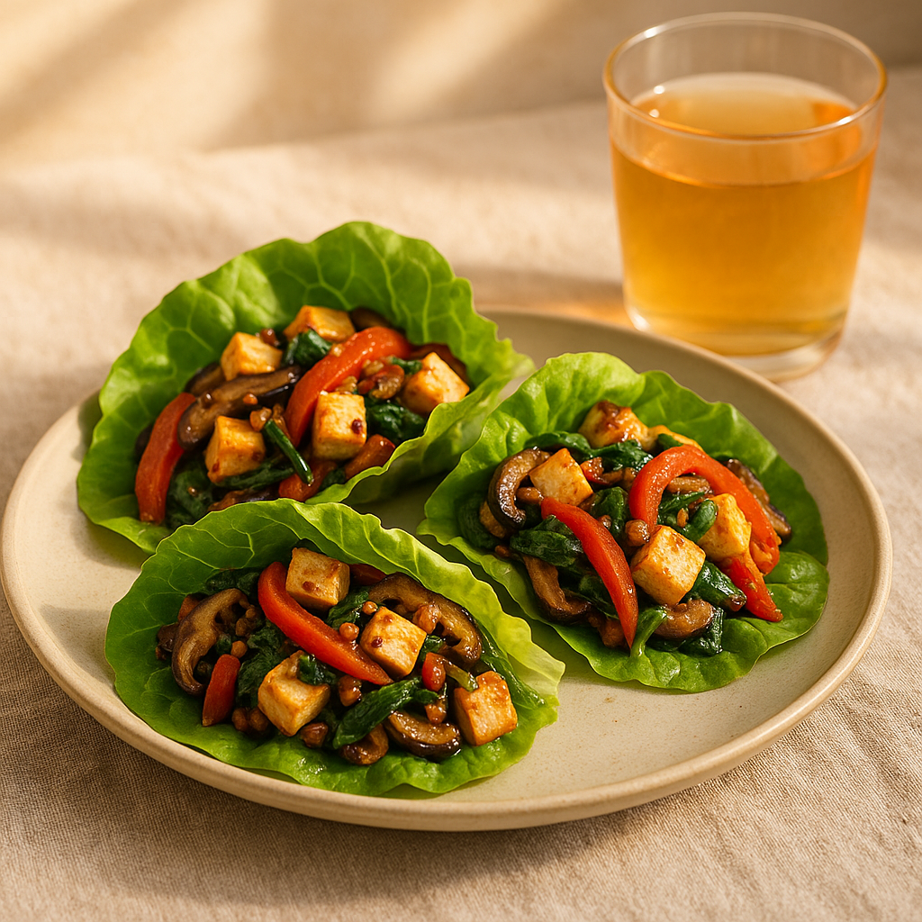 Spicy Szechuan Tofu & Veggie Stir-fry Breakfast Wraps