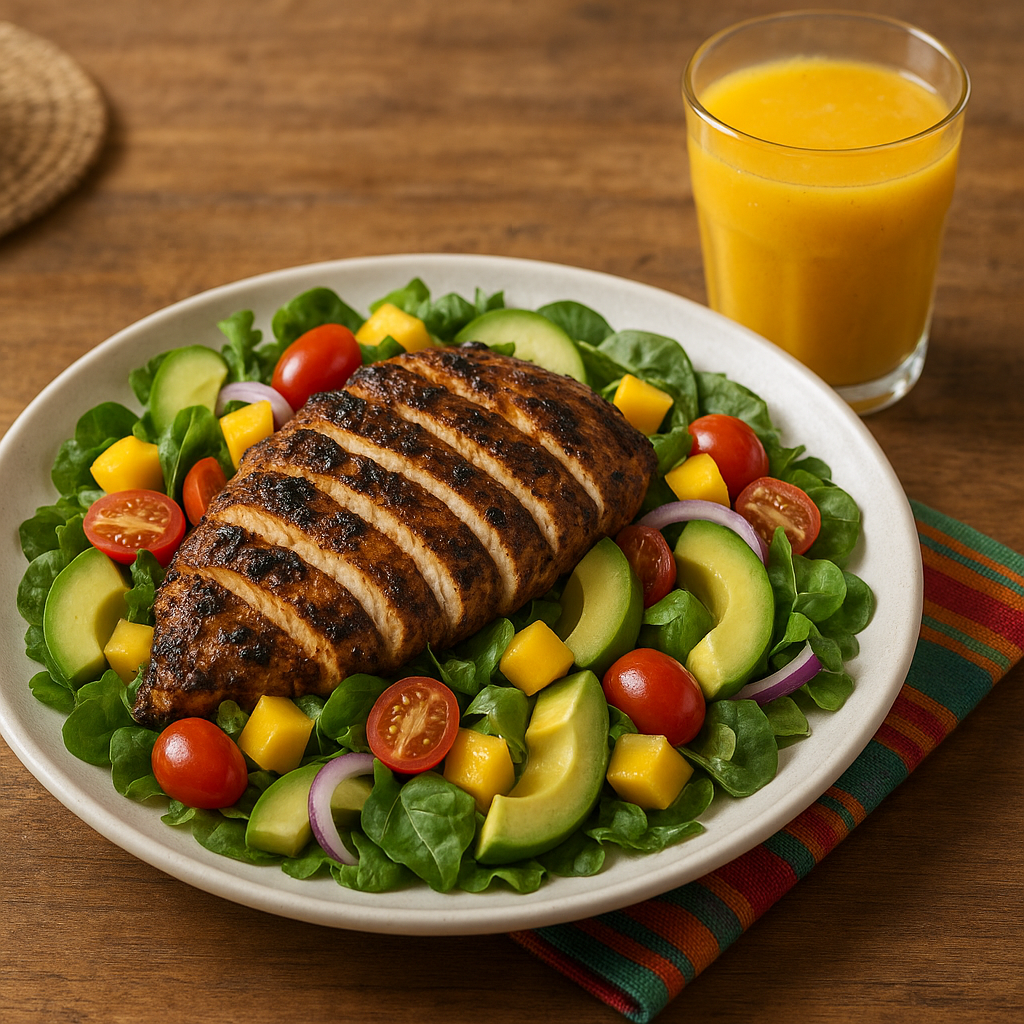 Grilled Jerk Chicken Salad with Mango Vinaigrette