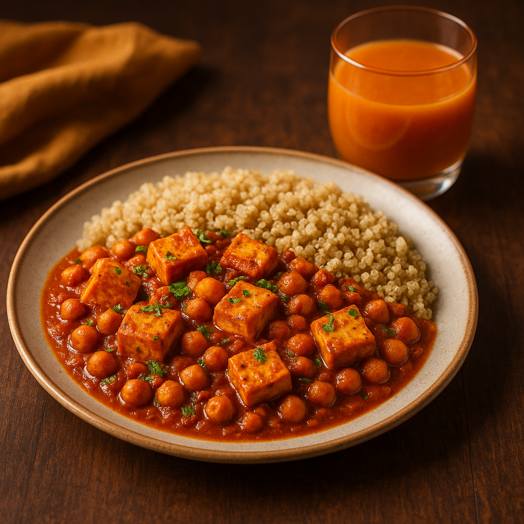 High-Protein Tofu & Chickpea Masala with Quinoa